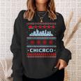 Chicago Flag City Skyline Chicago Fan Ugly Christmas Sweater Sweatshirt Gifts for Her