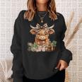 Cute Highland Cow Christmas Santa Highland Cow Lover Farm Sweatshirt Gifts for Her
