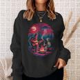 Alien And Bigfoot Campfire Moon Ufo Adventure Hiking Sweatshirt Gifts for Her