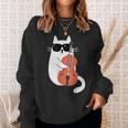 Gato Gracioso Con Gafas De Sol De Músico Contrabajo Camisa de entrenamiento Regalos para ella