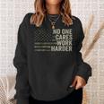 No One Cares Work Harder Motivational Workout Gym Camo Sweatshirt Gifts for Her