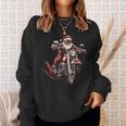 Santa Riding A Motorcycle Biker Motorcycle Lover Xmas Pajama Sweatshirt Gifts for Her