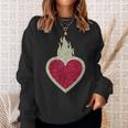 Stampa Unica Alla Moda Con Simbolo Del Cuore Sacro Fiammeggiante Felpa Regalos para ella