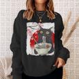 Vintage Cat Eating Ramen Japanese Cat Noodles Sweatshirt Gifts for Her