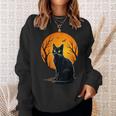 Vintage Scary Halloween Cat Costume Retro Halloween Cat Sweatshirt Gifts for Her