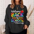 Welcome Back To School Lunch Lady Cafeteria Tie Dye Leopard Sweatshirt Gifts for Her