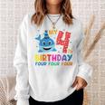 Bambino My 4Th Birthday Baby Party Shark Per Ragazzi Bambini Felpa Regalos para ella