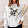 Batterie Instrument De Musique Motif Illustration Batterie Sweater e Cadeaux pour elle