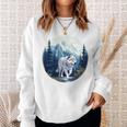 Lone Wolf Überlebt Die Berg-Silhouette-Kunst Sweatshirt Geschenke für Sie