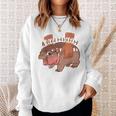 Moo Deng Bouncy Pig In Thai Picture The Cute Baby Hippo Sweatshirt Gifts for Her
