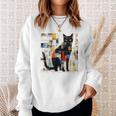 Opera D'arte Per Amanti Dei Gatti Motivo Geometrico Con Animali Colorati Felpa Regalos para ella
