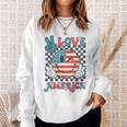 Peace Love America Smile Face Us Flag Fourth 4Th Of July Sweatshirt Gifts for Her