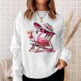 Pink Flamingos Summer Vibes Beach Palm Tree Summer Vacations Sweatshirt Gifts for Her