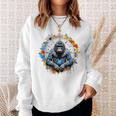 Scimmia Arte Poligono Animale Fiori Astratti Grafica Scimmia Felpa Regalos para ella
