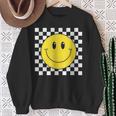 Amarilla De Los Años 70 Con Cara Sonriente A Cuadros Camisa de entrenamiento Regalos para ancianas