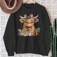 Cute Highland Cow Christmas Santa Highland Cow Lover Farm Sweatshirt Gifts for Old Women