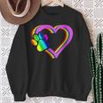 Donna Lgbt Cuore Arcobaleno Cuore Zampa Del Cane Sostenitore Lgbt Pride Con Collo A Felpa Regalos para ancianas