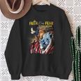 Faith Over Fear American Flag Jesus Christ Lion Sweatshirt Gifts for Old Women