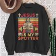 Fitness Jesus Is My Spotterintage Sweatshirt Geschenke für alte Frauen