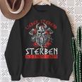 Lieber Stehend Sterben Als Kniend Leben Tattoo German Rock Sweatshirt Geschenke für alte Frauen