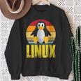 Linux Retrointage Penguin Nerd Sky And Geek Coding Sweatshirt Geschenke für alte Frauen