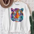 Colorful Tiger Graphic Sweatshirt Gifts for Old Women