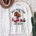Thanksgiving Turkey Vs Santa Humorous Holiday Sweatshirt Gifts for Old Women