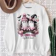 In October We Wear Pink Ghost Witch Breast Cancer Awareness Sweatshirt Gifts for Old Women