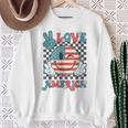 Peace Love America Smile Face Us Flag Fourth 4Th Of July Sweatshirt Gifts for Old Women
