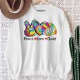 Peace Love Cheer Tie Dye Heart Cheerleading Back To School Sweatshirt Gifts for Old Women
