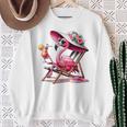 Pink Flamingos Summer Vibes Beach Palm Tree Summer Vacations Sweatshirt Gifts for Old Women