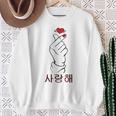 Saranghae K-Pop Cute Korean Finger Heart Sweatshirt Geschenke für alte Frauen