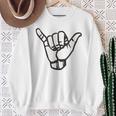 Shaka Sign Hang Good Vibes Retro Loose Hawaii Surfing Sweatshirt Gifts for Old Women
