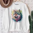 Wolf Herren Damen Bunt Aquarell Wolf Sweatshirt Geschenke für alte Frauen