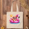 Puppy Dog Pink Flamingo Summer Vibes Beach Lover Cute Girls Tote Bag