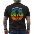Abbigliamentointage Da Salto Con Gli Sci Saltare Con Gli Sci Al Tramonto T-shirt da uomo con stampa posteriore