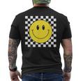 Amarilla De Los Años 70 Con Cara Sonriente A Cuadros Camiseta Hombre Estampado Espalda