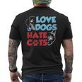 Amo I Cani Odio I Gatti Detti Cucciolo Amante Cane Animale T-shirt da uomo con stampa posteriore