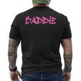 Baddie Estetica Pink Graffiti Baddies Fandom T-shirt da uomo con stampa posteriore