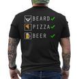 Barba Pizza Birra Amante Della Birra Divertente Lista Di Controllo T-shirt da uomo con stampa posteriore