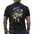 Bass Fish 4Th Of July American Us Flag Patriotic Fishing Men's T-shirt Back Print