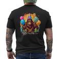 Bigfoot Sasquatch Birthday Hat Balloons Aesthetic Men's T-shirt Back Print