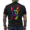 Colorful Belgian Malinois Lover Brave Dog Black Men's T-shirt Back Print