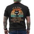 Divertido Gato Negro Retro Está Bien Estoy Bien Todo Está Bien Camiseta Hombre Estampado Espalda