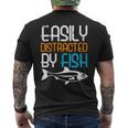 Donna Facilmente Distratto Da Abbigliamento Pesce Per Pesca E Acquariofilo Con Collo A T-shirt da uomo con stampa posteriore