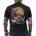 Drago Luna Fantasia Fiori Colorati Animali Opere T-shirt da uomo con stampa posteriore