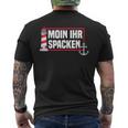 Flatdeutsch North German Moin Her Spacken T-Shirt mit Rückendruck