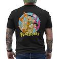 The Flintstones Group Circle T-shirt da uomo con stampa posteriore