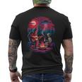 Alien And Bigfoot Campfire Moon Ufo Adventure Hiking Men's T-shirt Back Print