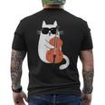 Gato Gracioso Con Gafas De Sol De Músico Contrabajo Camiseta Hombre Estampado Espalda